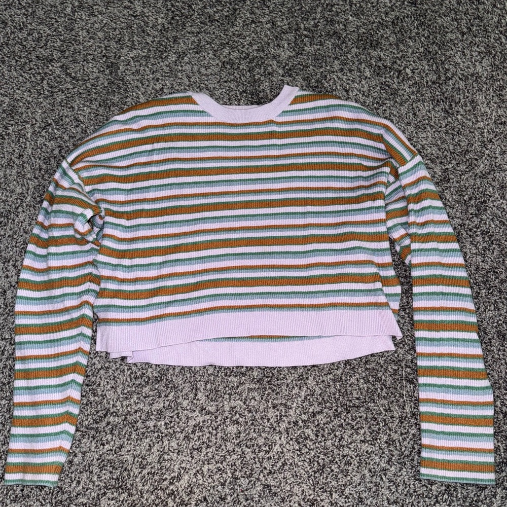 La Hearts Pastel Striped Sweater